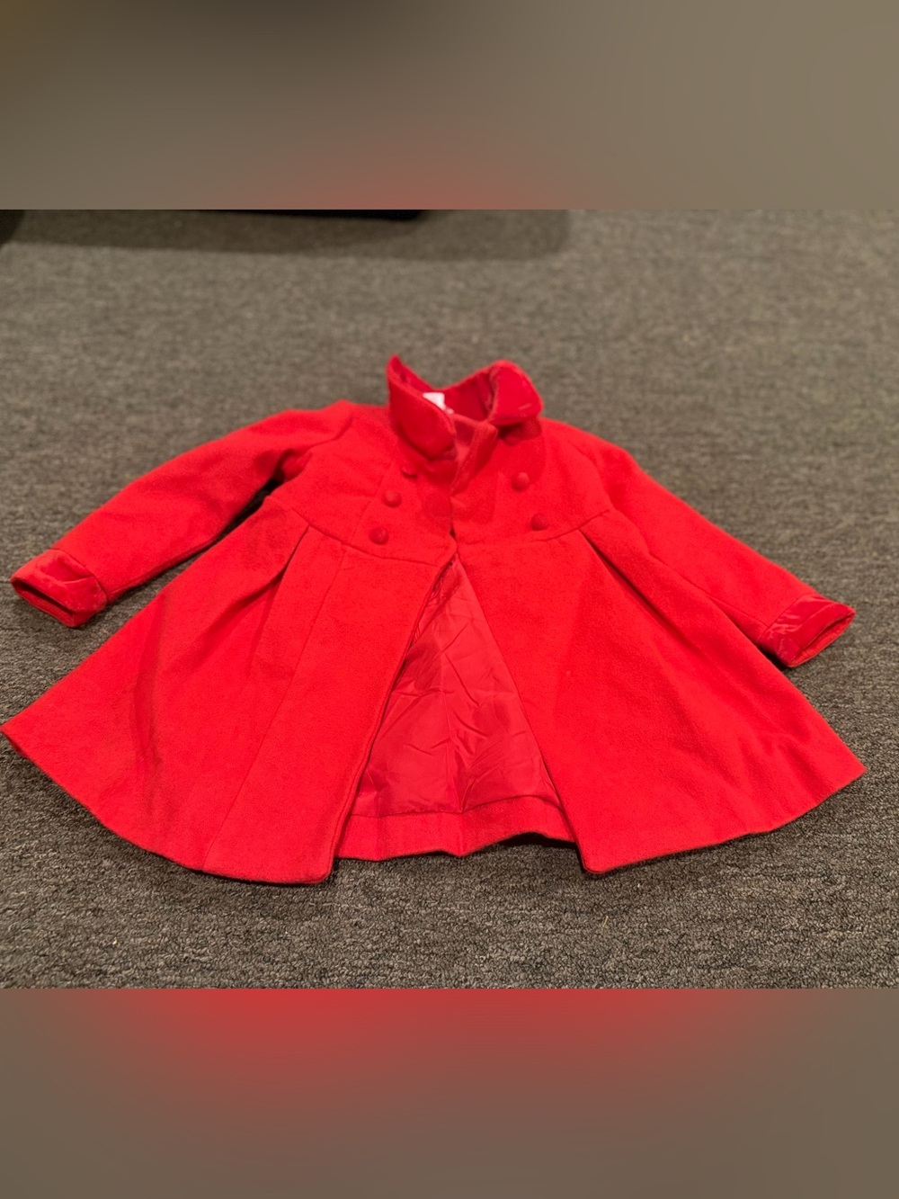 EUC! Catherine Malandrino Holiday Red Wool-Blend Girls' Pea Coat 4T